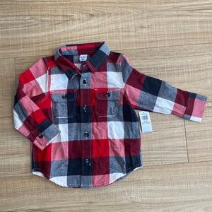 Old Navy 18-24 Months Red, White and Black Plaid Button Up Top.